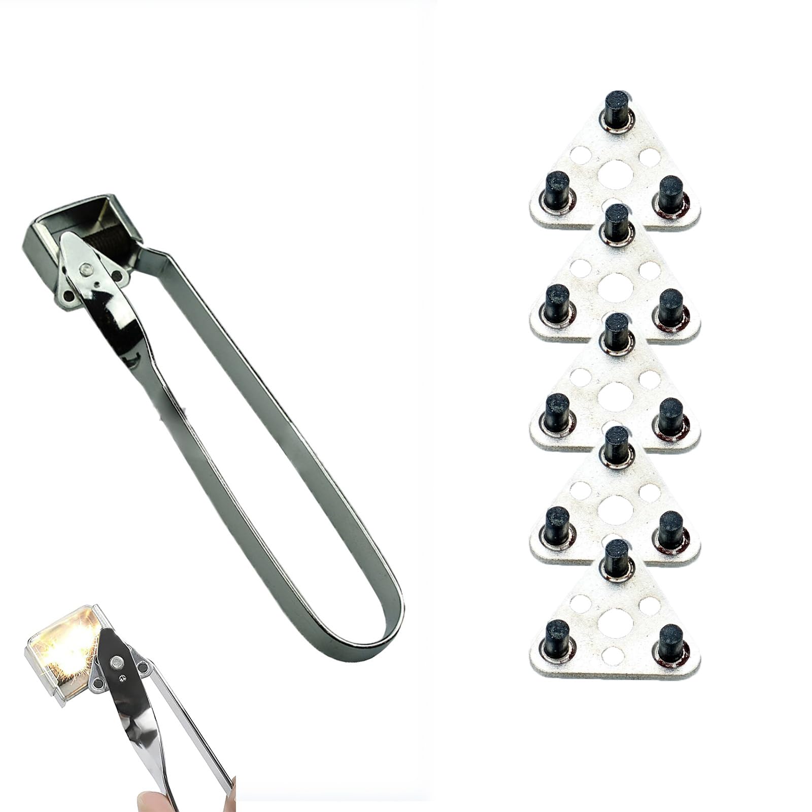 Zzpxmy Silver Flint Triple Replacement Flint Triple Igniter, Flint Torch Igniter, Welding Torch Igniter, Welding And Cutting Igniter, Triple Flint Lighter, Torch (Flint Striker And 5 Flints)