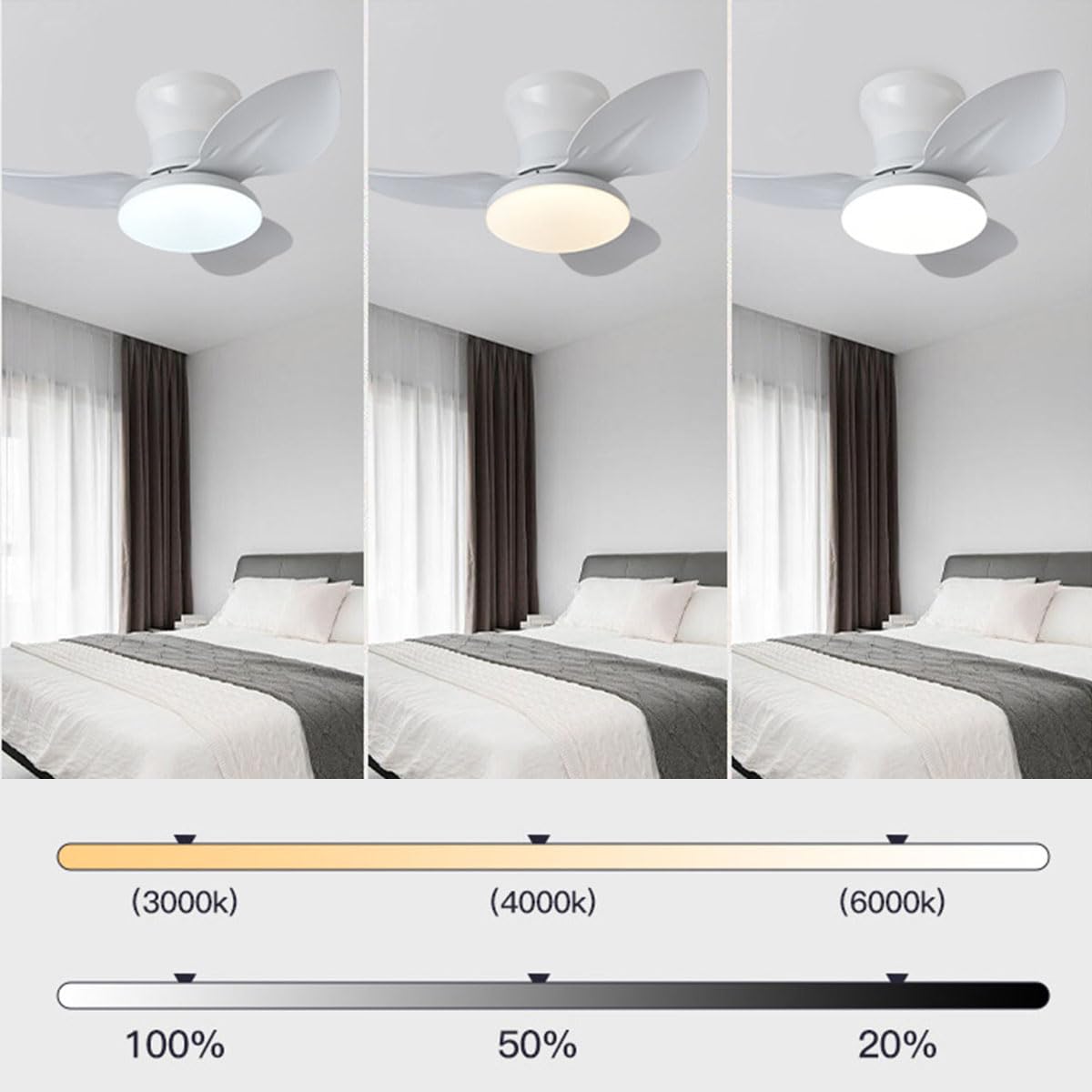 Lampadari plafoniera Telecomando ventilatori da soffitto con Illuminazione LED dimmerabile per Sala da Pranzo Soggiorno Camera da Letto (Nero 65 cm)