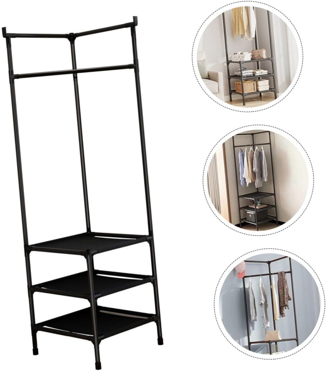 Uonlytech Metal Corner Clothes Rack for Bedroom with Tiered Design Sturdy Garment Stand for Coats Hats Scarves and Heavy Winter Clothes Stylish Coat Rack for Hallway and Entryway