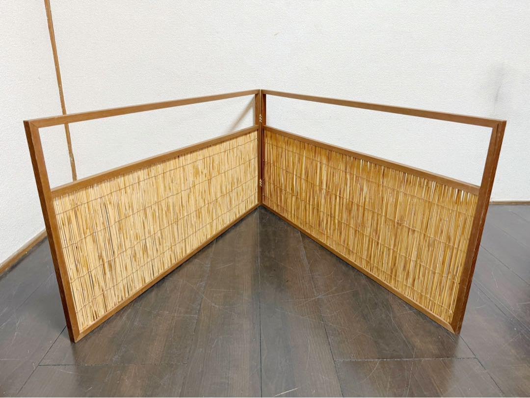 美品 茶道具 杉缘 簾 風炉先屏風 夏用 上透かし 両面使い 炉風炉兼用 箱無 茶道具 杉缘 簾 風炉先屏風 夏用 上透かし 両面使い 炉風炉兼用
