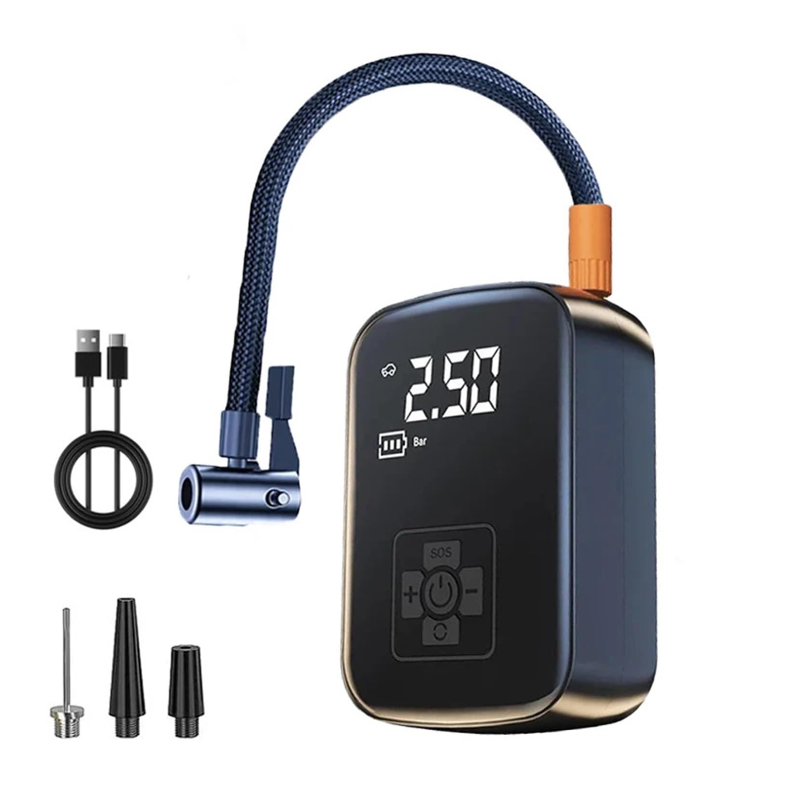 Compressore Aria Portatile Pompa di gonfiaggio elettrica Senza Fili per Pneumatici 150PSI con Luce a LED per Auto, Bici, Moto Compressori Portatili(A)