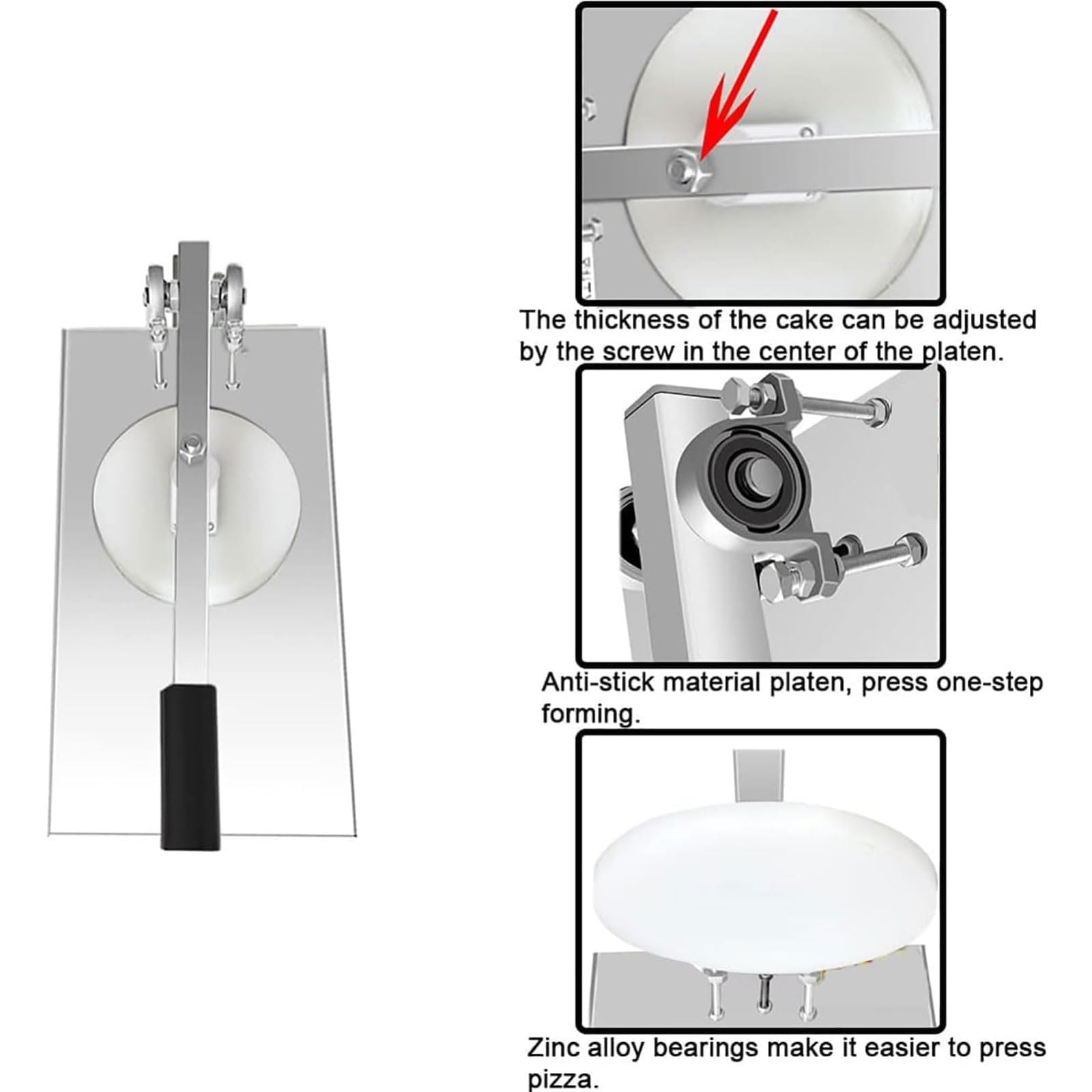 Pressa per pizza - Macchina per impastare manuale per pizze a crosta sottile, Pressa per pasticceria domestica facile da usare per una preparazione rapida della pizza, Utensile da cucina durevole