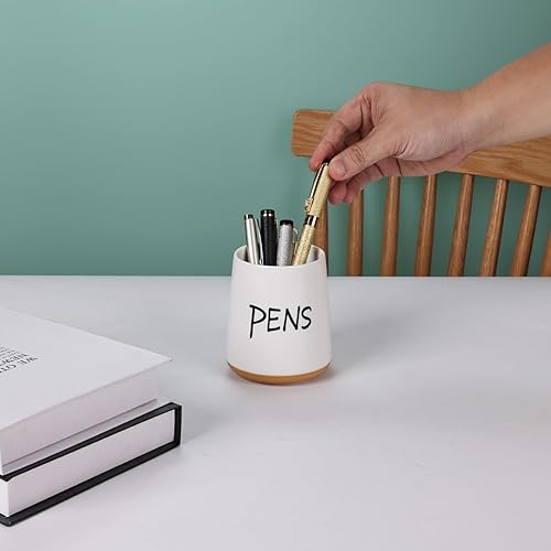 Miniatura 8 de LEETOYI Soporte para bolígrafos para escritorio, organizador de bolígrafos de cerámica para granja, soporte para lápices para aula, oficina, espacio