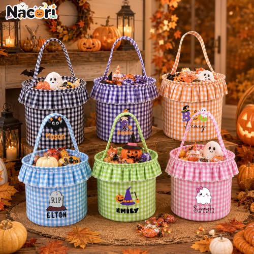 Image of Personalized Halloween Bucket Custom Halloween Basket Candy Bucket for Kids