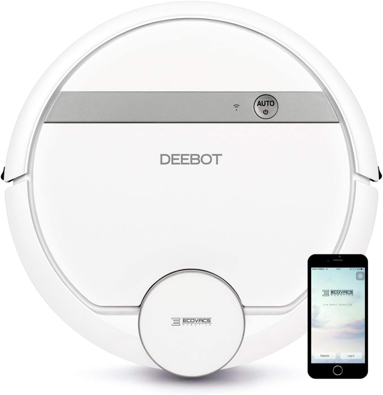 Ecovacs Deebot 907 Smart Robotic Vacuum, Carpet, Bare Floors, Pet Hair + Mapping Technology, High Suction Power, WiFi, Compatible with Alexa and Google Assistant (Renewed)