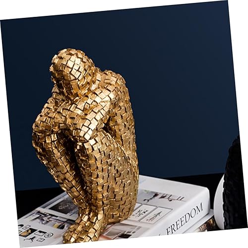 Miniatura 3 de ARTIBETTER Figura escultura decoración de mesa dorada Decoración de oficina Estante dorado Escultura abstracta Estatuilla de arte abstracto