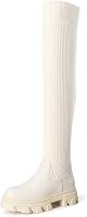 DREAMPAIRS Women's Over the Knee Platform Boots - Stretchy Knit Thigh Highs with Lug Sole for Cozy Winter Style