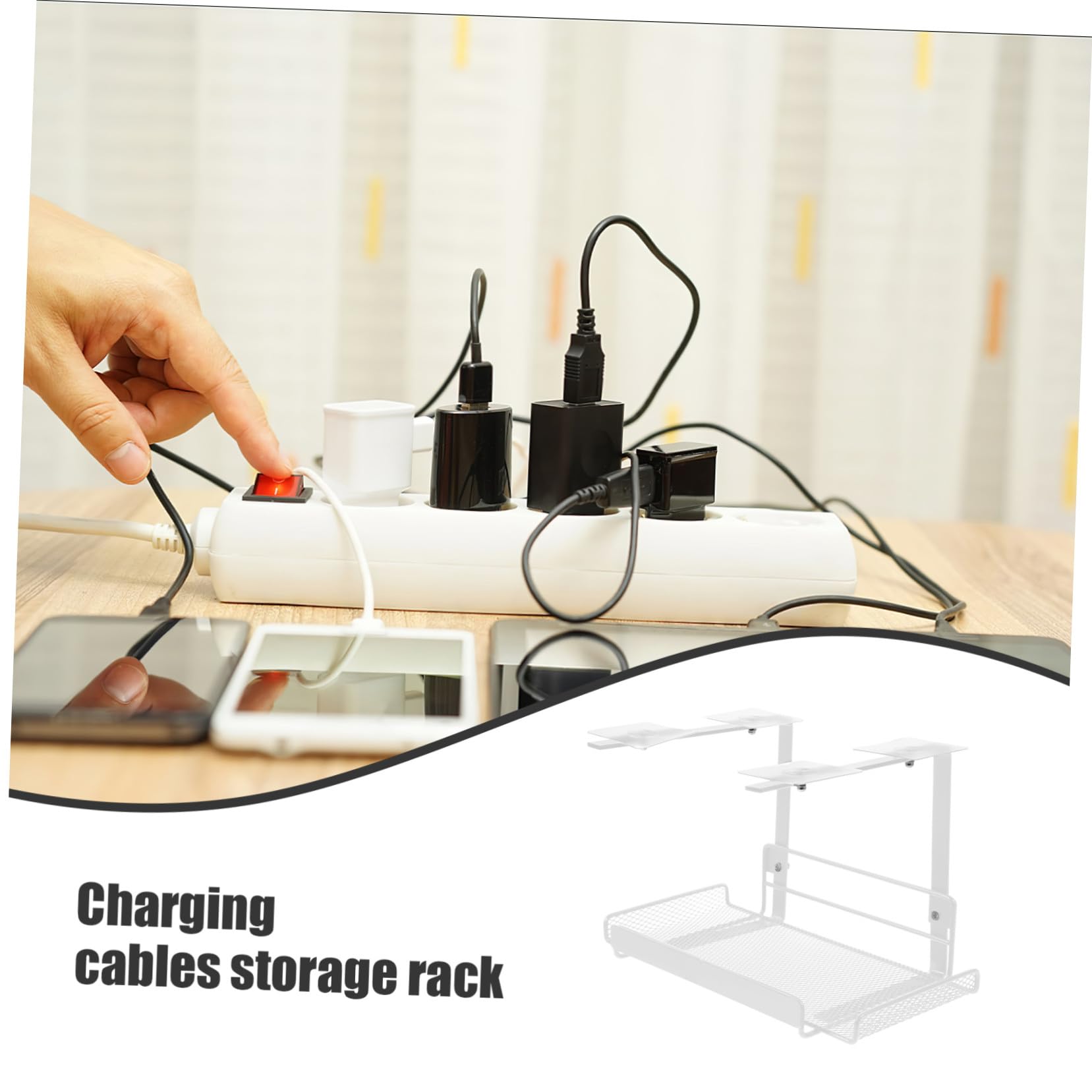 Hierro Bandeja White de Cables de Gestión bajo Escritorio