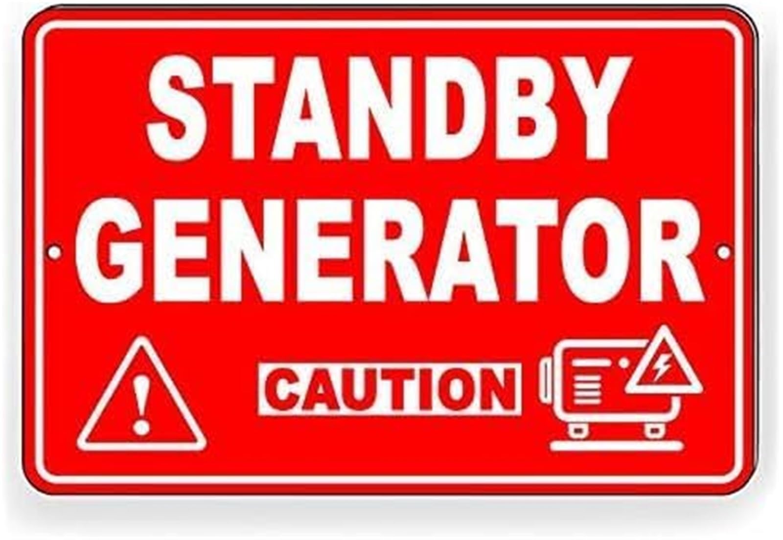 BYLSAGWHT Metal Sign Standby Generator Caution Warning Wall Decor Garage Workshop Utility Room Industrial 8 X 12 in