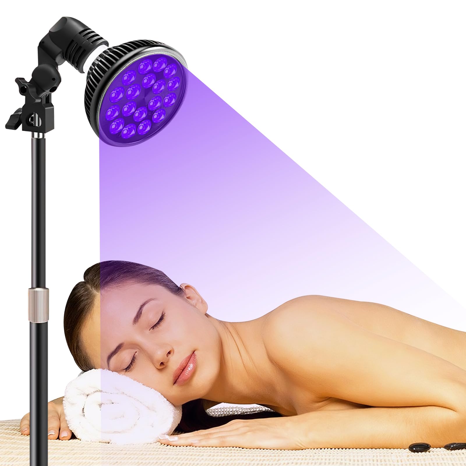 Lampe de Bronzage pour la Maison,54W Lampe Bronzage Convient au Visage et au Corps Lampe UV Bronzage,Lampe à Soleil de 180° Rotation pour Visage et Corps avec Masque Oculaire, pour Peau de Bronze (B)