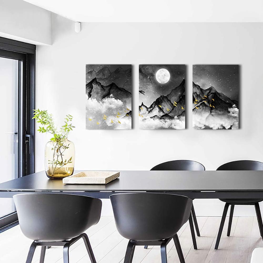 Onе-Dау Sаlе: Uр tо 50% оƒƒ Canvas Wall Art for Living Room family kitchen Bedroom Wall decor modern Black and white Abstract Mountain paintings canvas art Decoration pictures Artwork for home bathroom Ready to Hang 3 Piece Buу 1 gеt 1 Canvas Wall Art for Living Room family kitchen Bedroom Wall decor modern Black and white Abstract Mountain paintings canvas art Decoration pictures Artwork for home bathroom Ready to Hang 3 Piece
