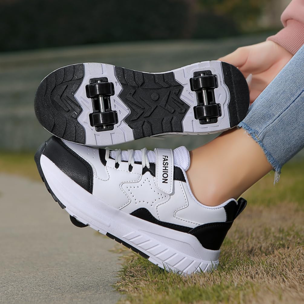 Dziewczęce buty na kółkach dla chłopców buty do deskorolki dla dzieci 2 w 1 wielofunkcyjne buty na rolkach buty na rolkach buty damskie, Rolka S2, 35 EU