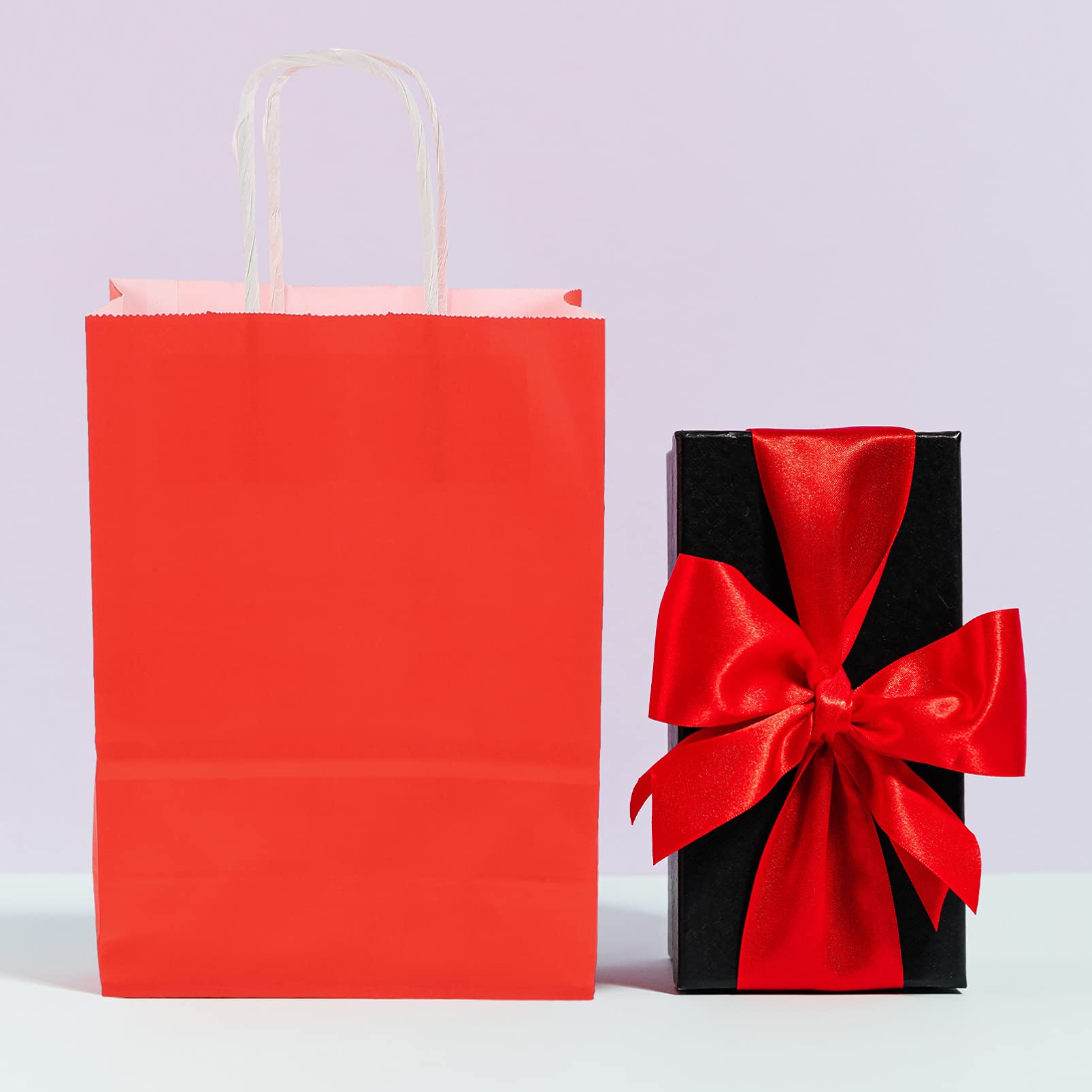 NOLITOY 25 Piezas Bolsas de Obsequio de Papel Kraft Rojas Unidades para Fiestas Navideñas Bolsas para Guardar Dulces para Regalos de Festivales Uso Eventos de Año