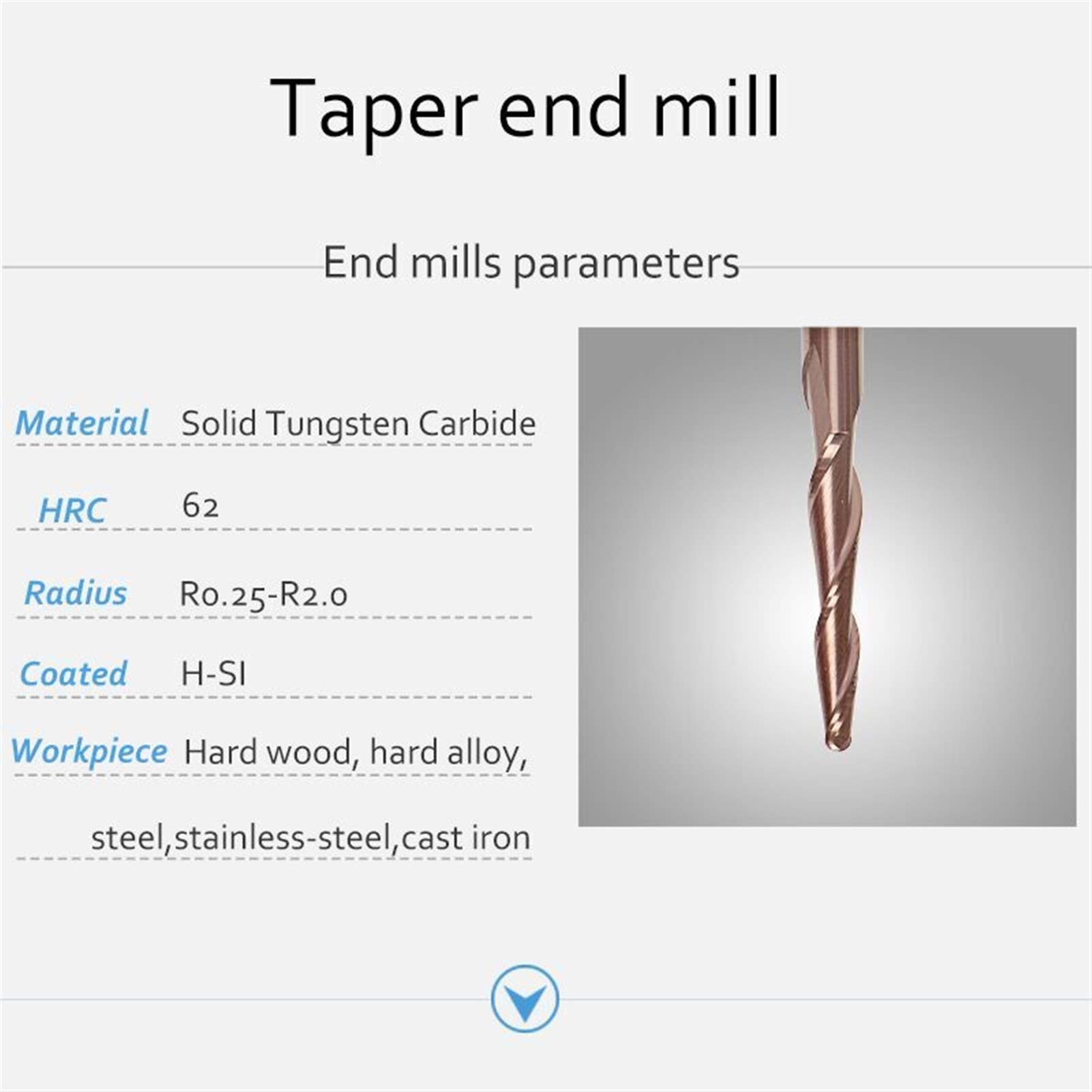 JINchao-bit del router 1pc carbure de tungstène boule folle moulin d'extrémité cnc gravure sculpture routeur bits fraises fraises, Travail du bois Outils Coupeur ( Dimensions : R0.75 47 100 D8 )