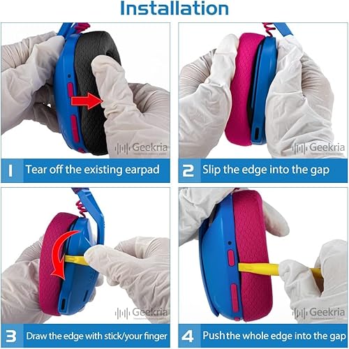 Miniatura 5 de Geekria Almohadillas de repuesto de tela de malla cómoda para auriculares Logitech G435 G335, almohadillas para auriculares, piezas de reparación de