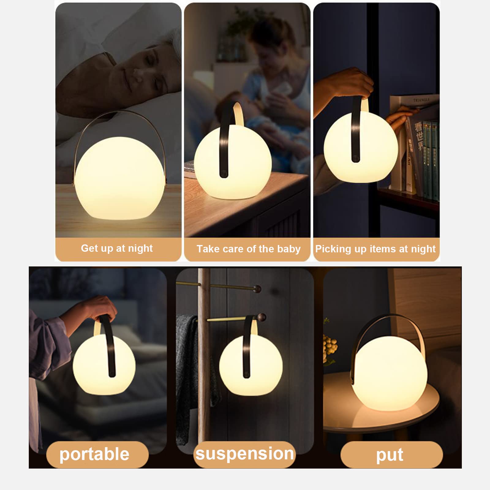 Chambre à Coucher Intérieure Atmosphère Lumière Camping en Plein Air Portable Veilleuse Romantique Simple 8 Couleurs Télécommande Lampe de Chevet Peut Être Chronométrée
