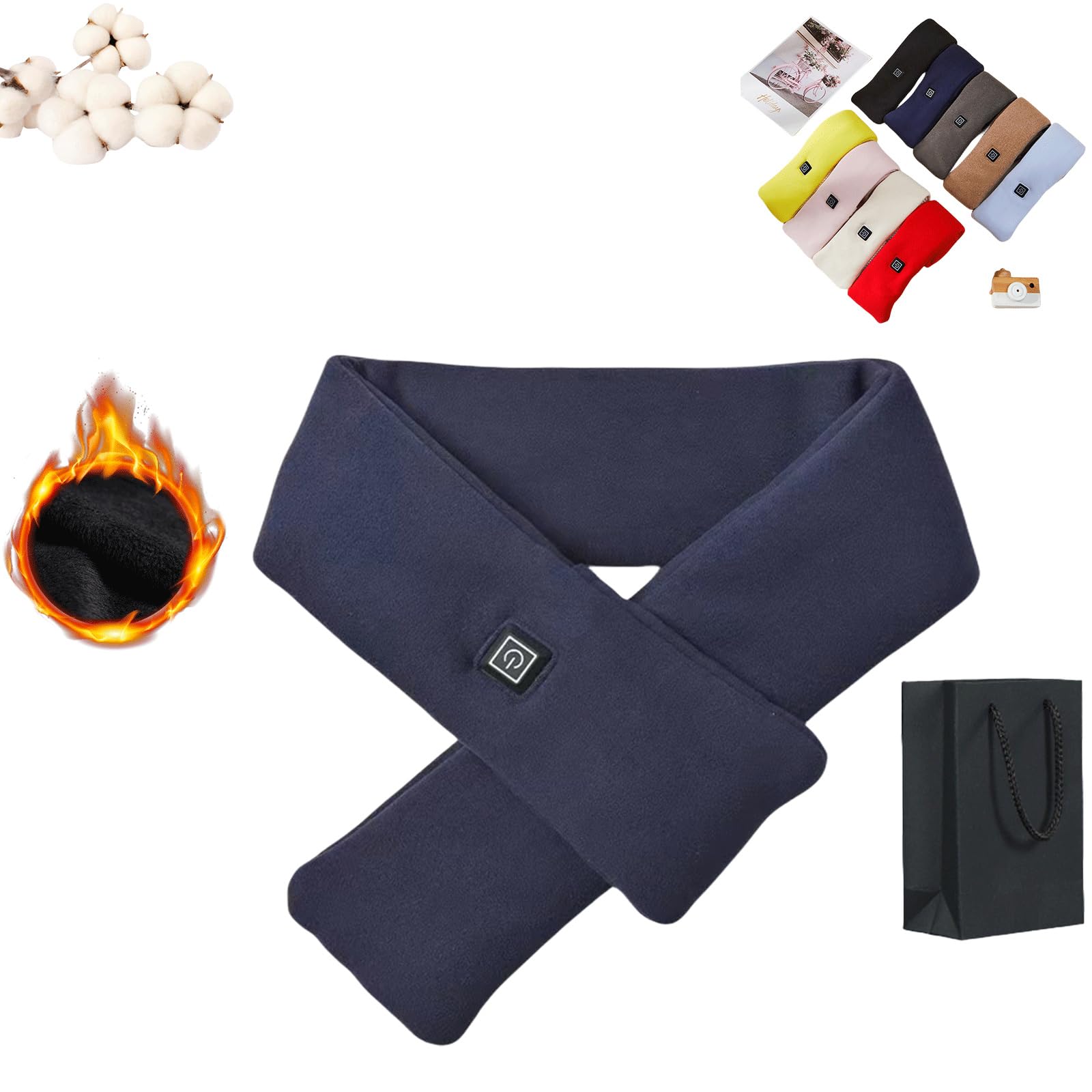 Grolomo Nuzufy Heating Scarf,Nuzufy Intelligent Electric Heating Scarf,Heating Pad for Neck and Shoulders,Heating Scarf, Heated Neck Wrap for Neck Pain Relief (Dark Blue)