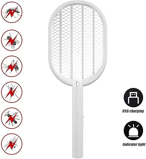 Electric Mosquito Swatter, Flies Swatter with Led Lighting and Safe to Touch Mesh Net | USB Charging Fly Swatter Racket for Camping BBQ