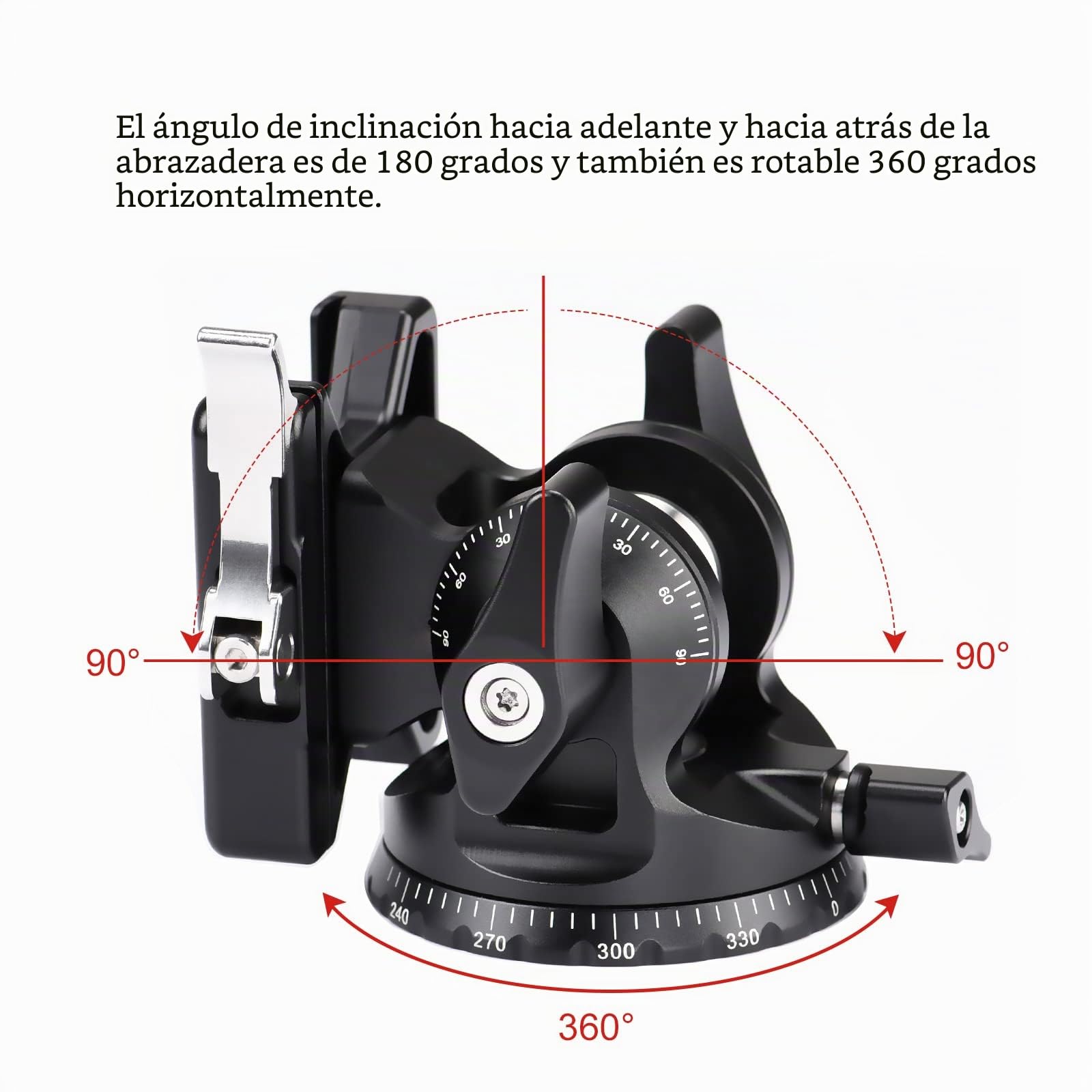 SUNWAYFOTO DT-03 Cabezal de inclinación para monopié y trípode, capacidad de carga de 15 kg