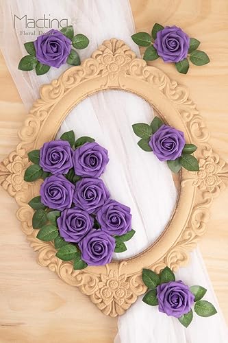 Miniatura 6 de MACTING Flores de rosas artificiales, toque real para bricolaje, ramos, fiesta de boda, baby shower, hogar, decoración de árbol de Navidad, 60 piezas