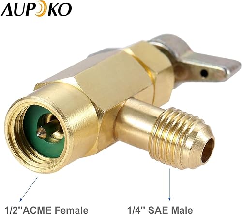 Miniatura 2 de Aupoko R134A - Dispensador de refrigerante con adaptador de tanque, puerto macho de 14 pulgadas, abridor de botellas de válvula de retención de