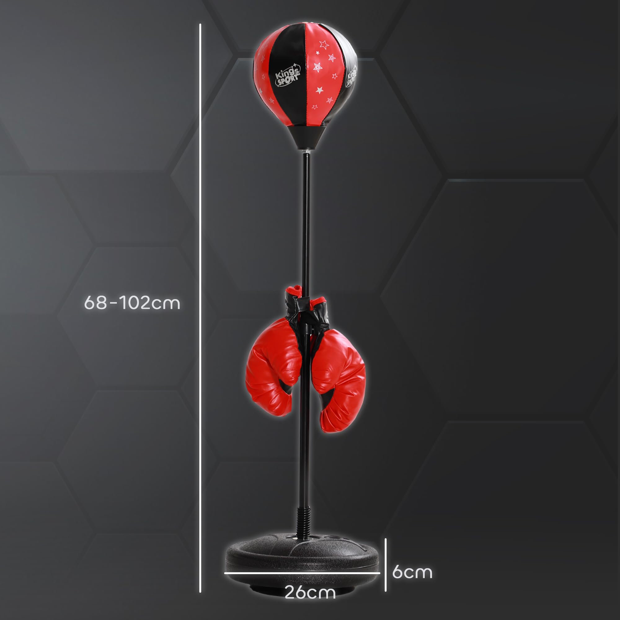 AIYAPLAY Sac de Frappe Enfants Punching Ball sur Pied pour Enfants de 5-10 Ans avec Gants de Boxe et Base de lestage, Sac de Boxe réglable en Hauteur 68-102 cm, Rouge