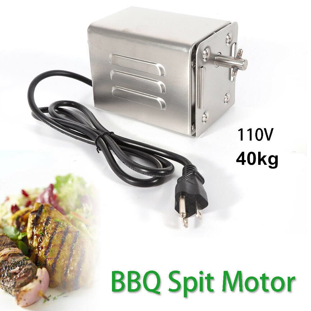 LyeXD 15W Electric Grill Rotisserie BBQ Motor,110V Grill Rotisserie Motor 88lb Balanced Load for Pig Lamb Chicken Goat Charcoal Rotisserie Oven, Stainless Steel Electric Motor T-Bar Drive Shaft