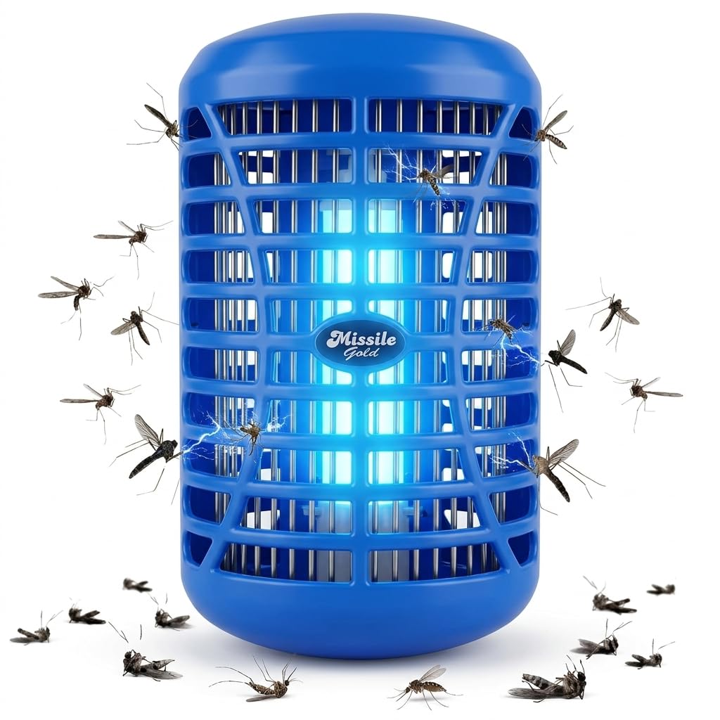 Electric Mosquito Killer Lamp with Shock Grid | UV Light Insect Trap for Mosquitoes & Flying Bugs | Indoor Night Lamp for Home, Bedroom, Kitchen & Office | Safe Protective Outer Grid (Blue)-image-47