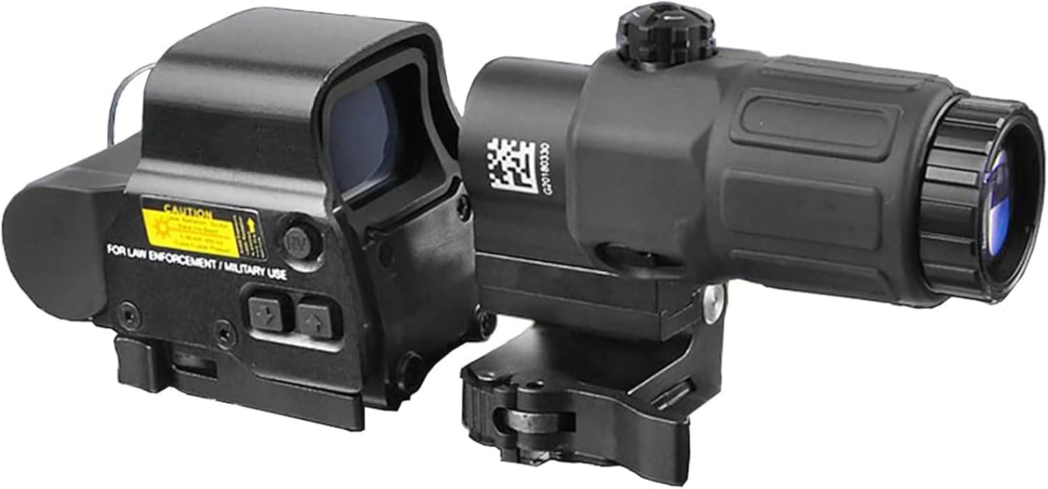 558 Red Dot Sight, 558 Green Red Dot Reflex Sight + G33 3X Magnifying Glass Combo, Optical Holographic Hybrid Sights Quick Release Rollover Multiplier