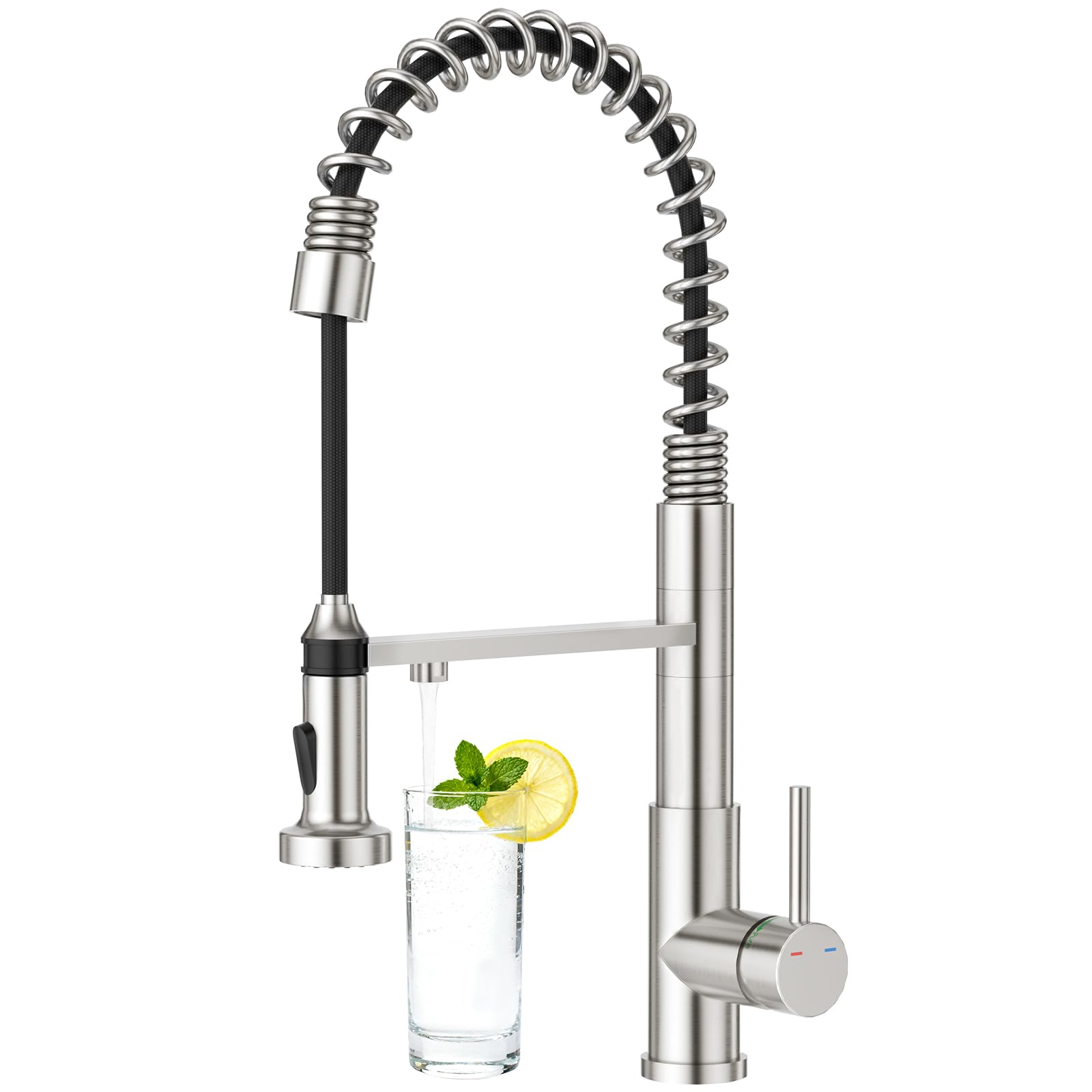 CREA Grifo de Fregadero para Cocina 3 Vías con Ducha Extraíble, Monomando para Purificador de Filtro de Agua y Sistemas de Ósmosis, cepillado