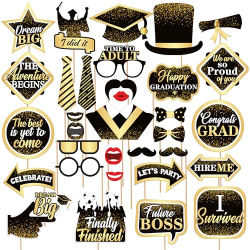 KatchOn, Black Graduation Photo Props 2026 - Pack of 33