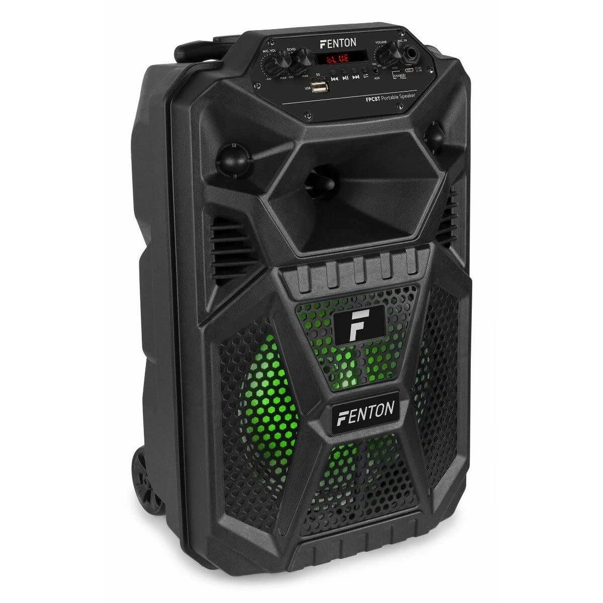 CASSA AMPLIFICATA PORTATILE ATTIVA 100W 8" BLUETOOTH + BATTERIA RICARICABILE + MICROFONO WIRELESS + USB MICRO SD + TELECOMANDO