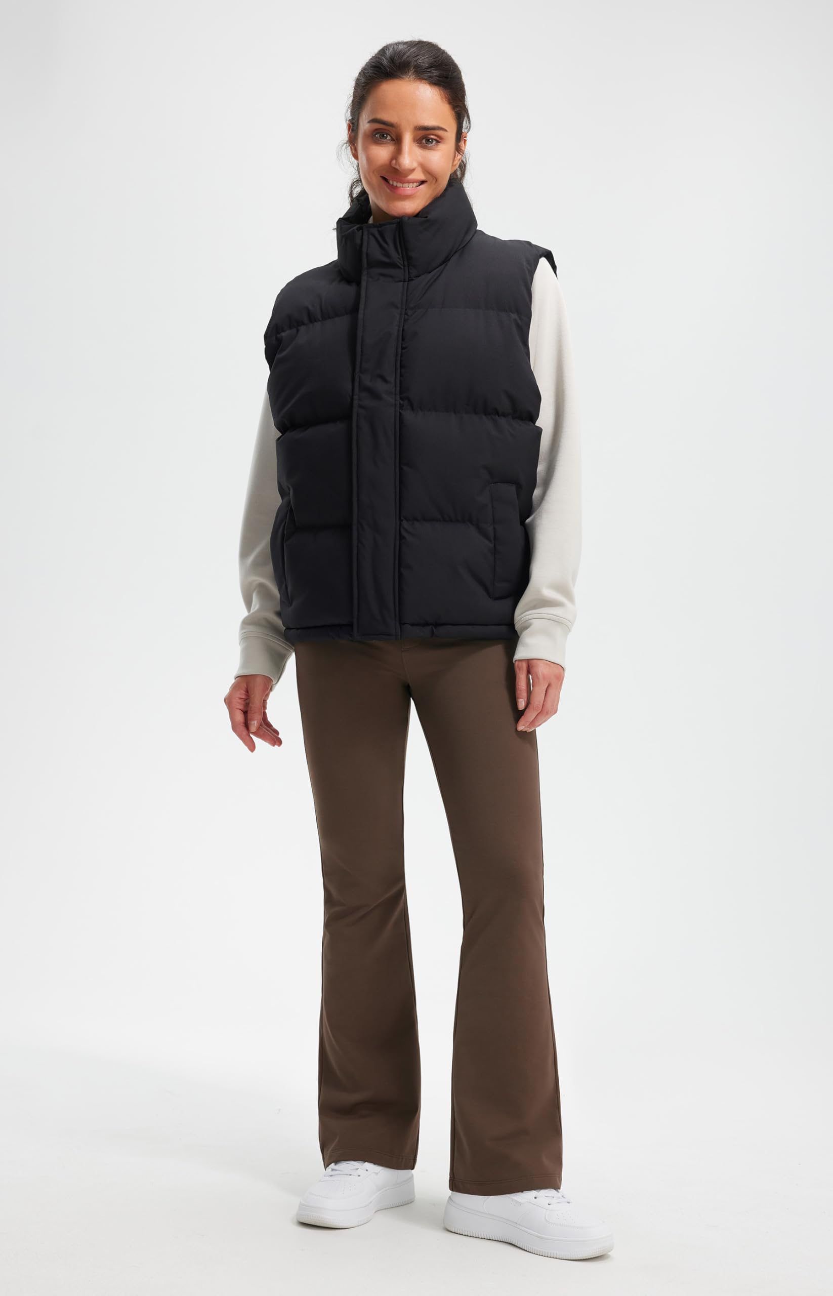 Libin Leggings Termici da Donna con Flared Pantaloni Invernali in Pile Vita Alta Impermeabili da Yoga Trekking con tasch