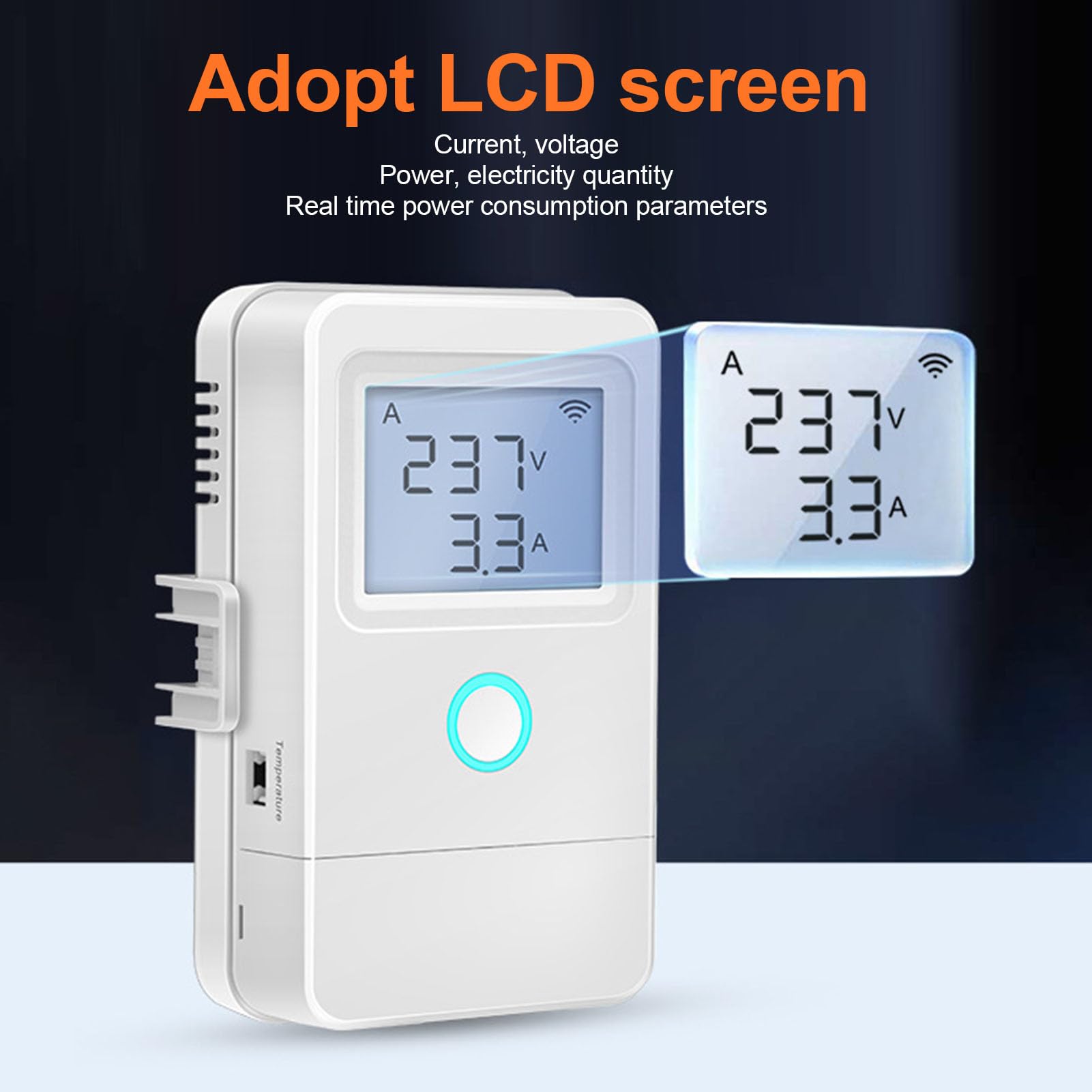 SEAFRONT Monitor de Energía Eléctrica WiFi Control Remoto Pantalla LCD 3 Canales 100A 16A Relé Alarma de Sobrecalentamiento para Electrodomésticos