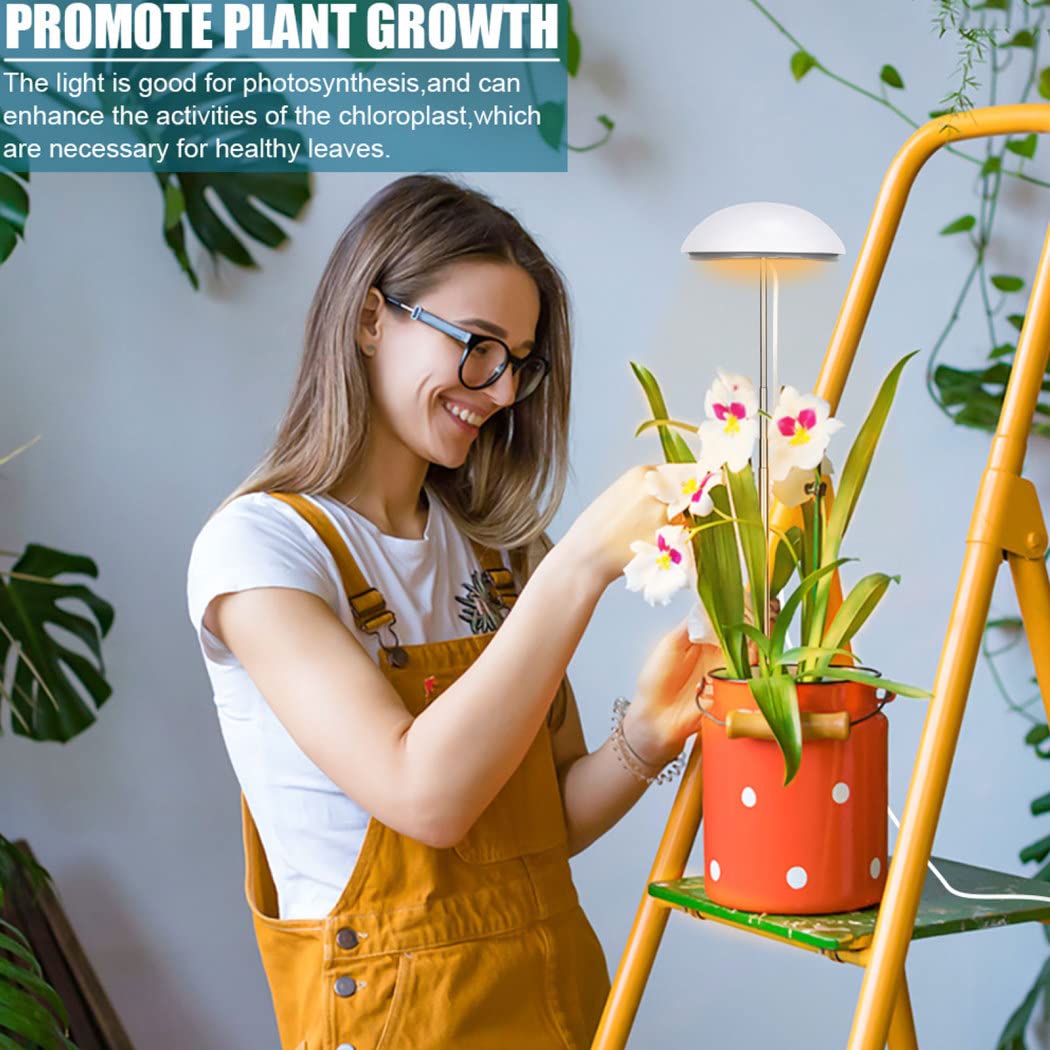 Lampada a LED per la Crescita con Asta Telescopica, 5 Luci per Piante da Interni Spettro Completo con Luminosità Regolabile, Grow Light per Semina, Crescita, Fioritura e Fruttificazione