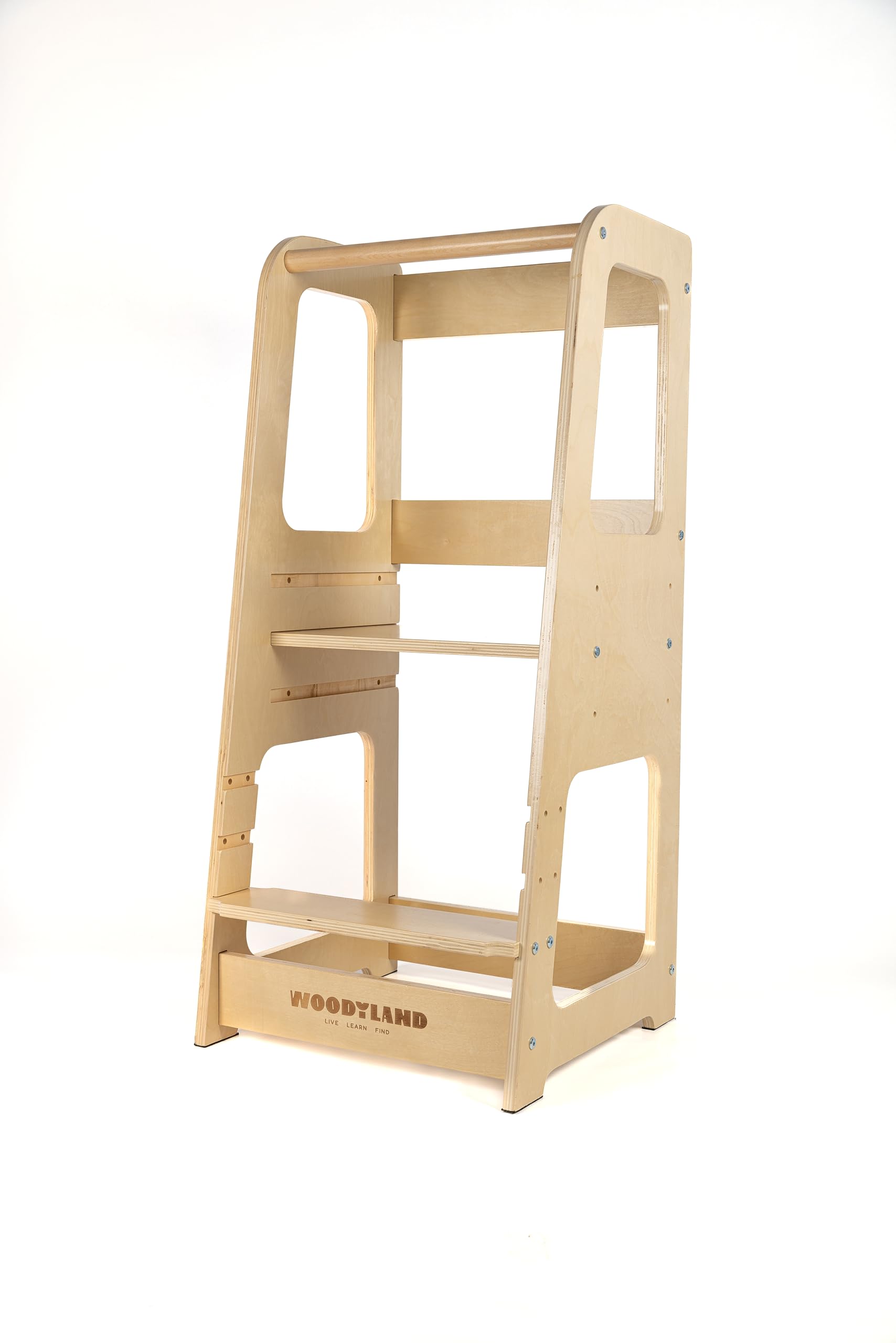 WOODYLAND Torre montessoriana Live, Scala bambini regolabile in altezza, Legno vero 40x39,5x90 cm