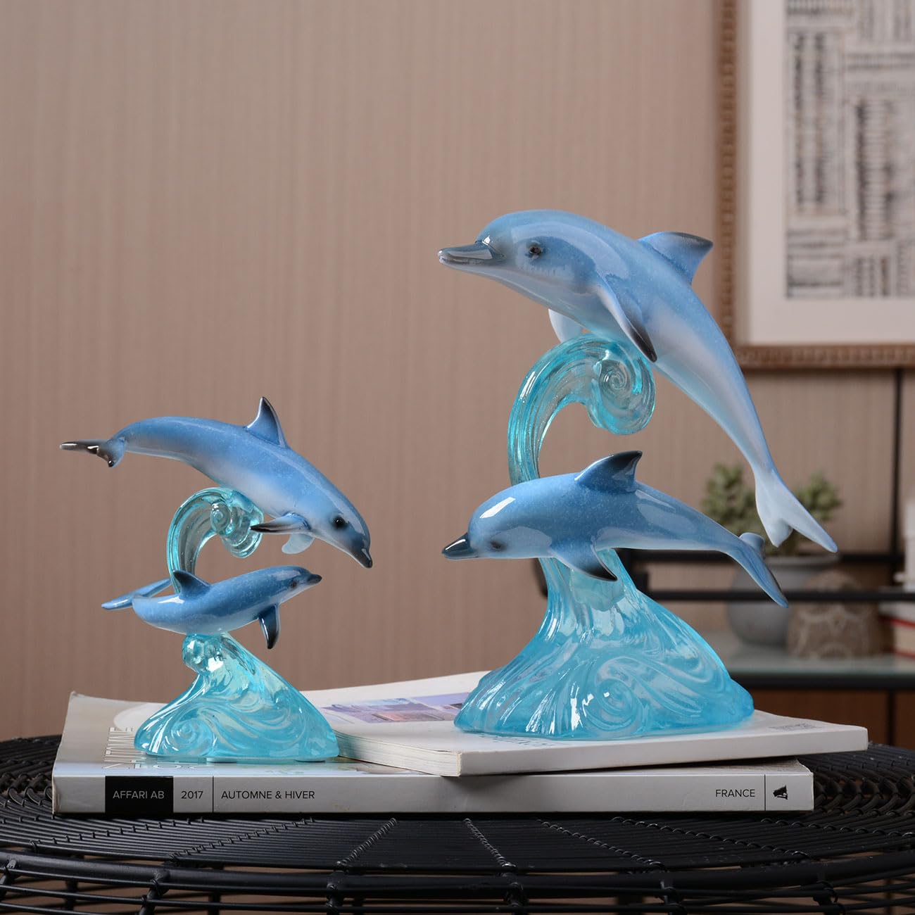 HAUCOZE Scultura Delfino Statua Marino Decorazione Moderna Arte Figurina Feste Regalo per Feste Matrimonio Amanti Amici Resina 15cm