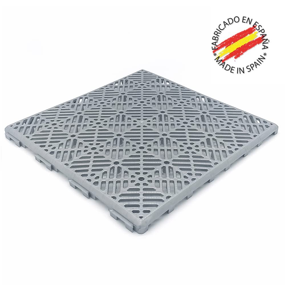 24 Losetas 30x30cm Gris Aluminio ≈2m² Piscina Terrazas Baños | Pack Ahorro. Suelo drenante. Evita humedades. Ideal en zonas húmedas, bajo césped artificial, tarimas, duchas y vestuarios