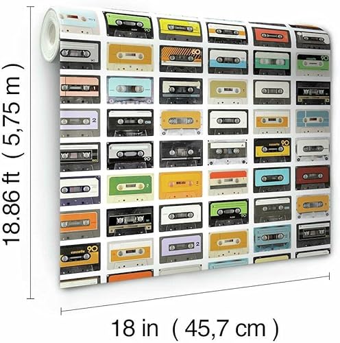 Miniatura 8 de RoomMates RMK12080RL - Papel pintado de casetes retro coloridos