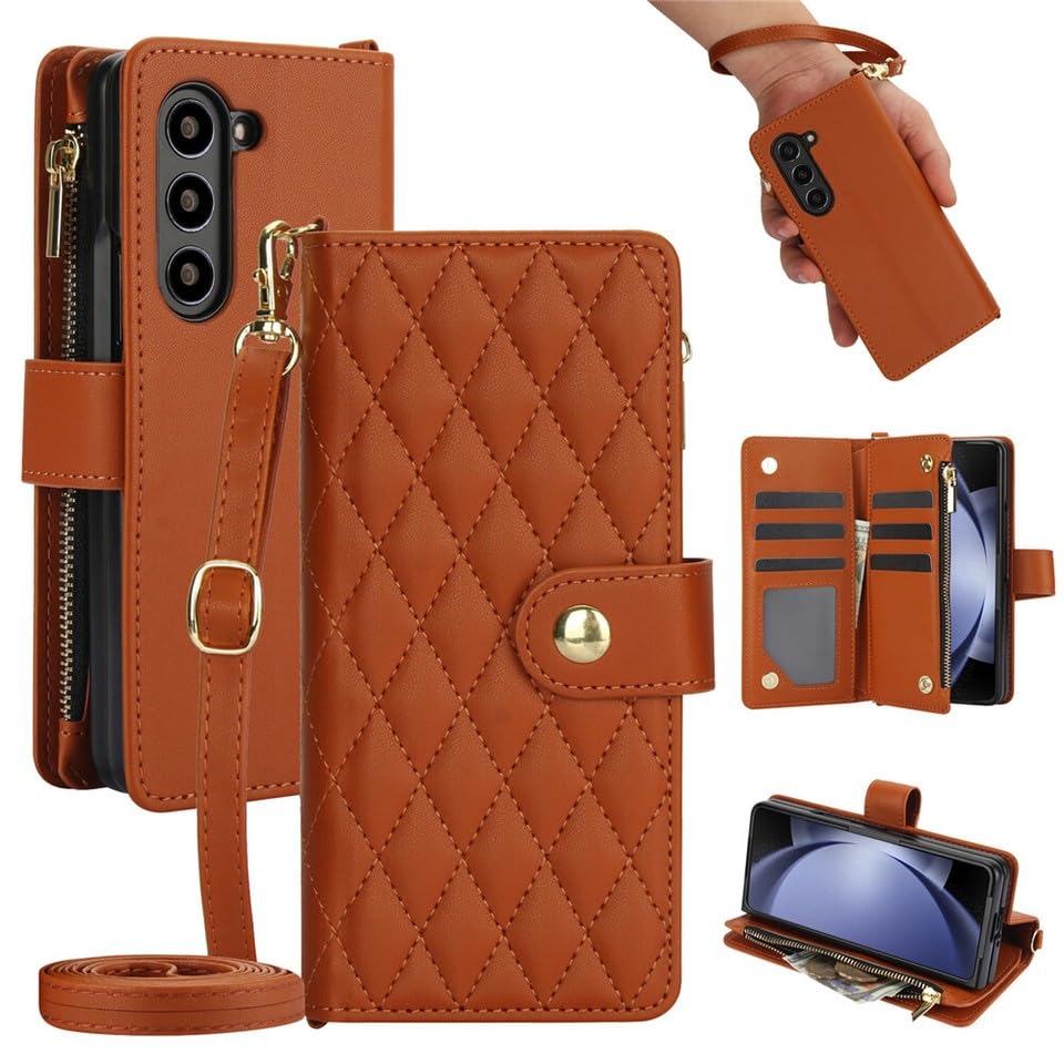Housse cuir Samsung Galaxy Z Fold 4 marron antichoc et élégante