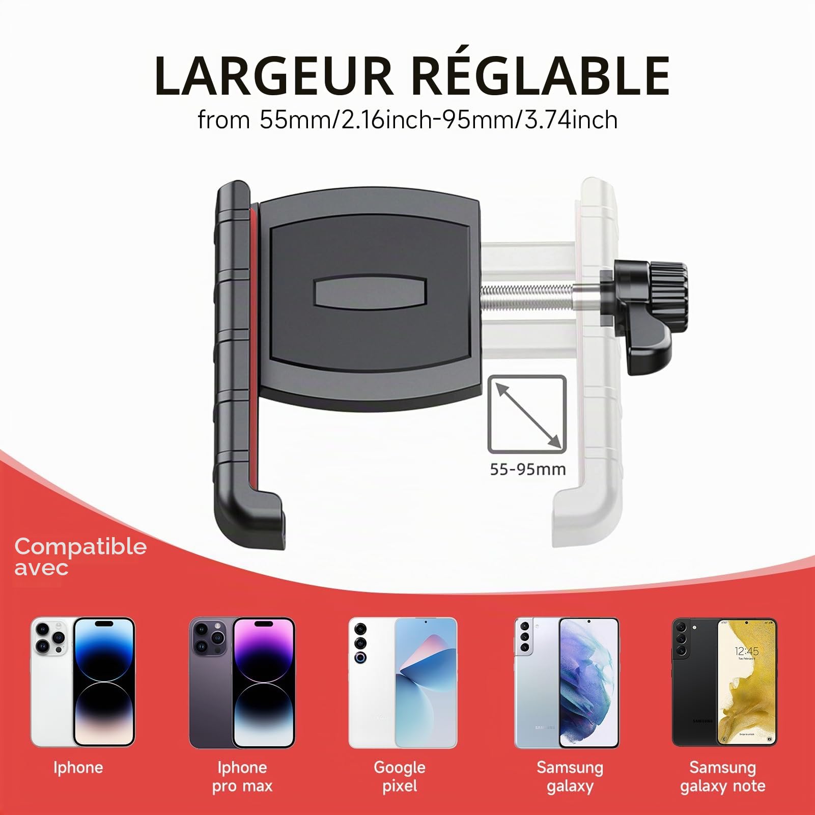 Support de téléphone pour voiturette de Golfs, Support de téléphone Rotatif à 360 degrés Compatible avec la Plupart des Smartphones et étuis de téléphone
