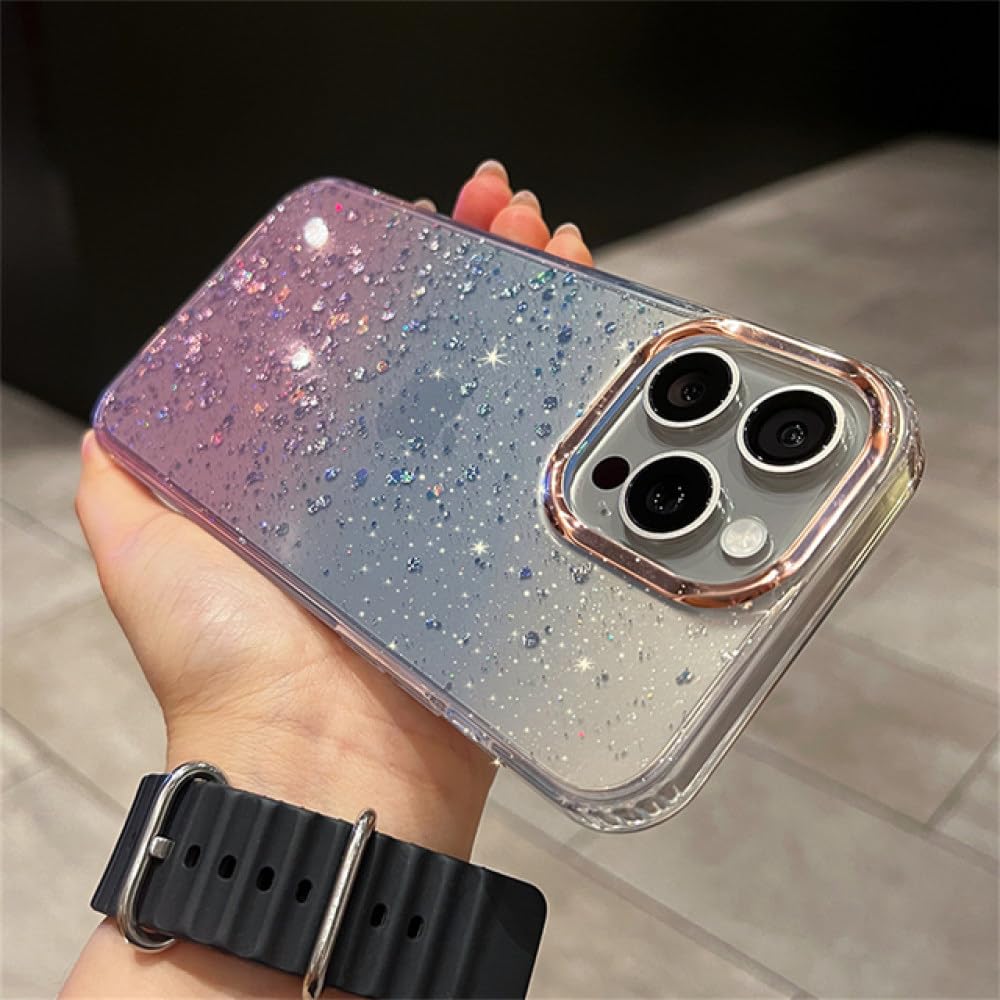 Coque de téléphone tendance colorée dégradée à paillettes transparente
