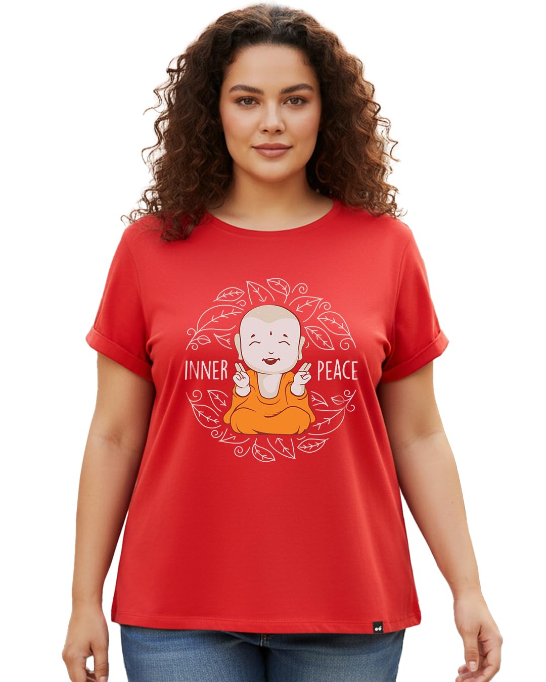 bewakoof Women's Graphic Print Boyfriend Fit Half Sleeve Round Neck Cotton Plus Size T-Shirt-picture-30