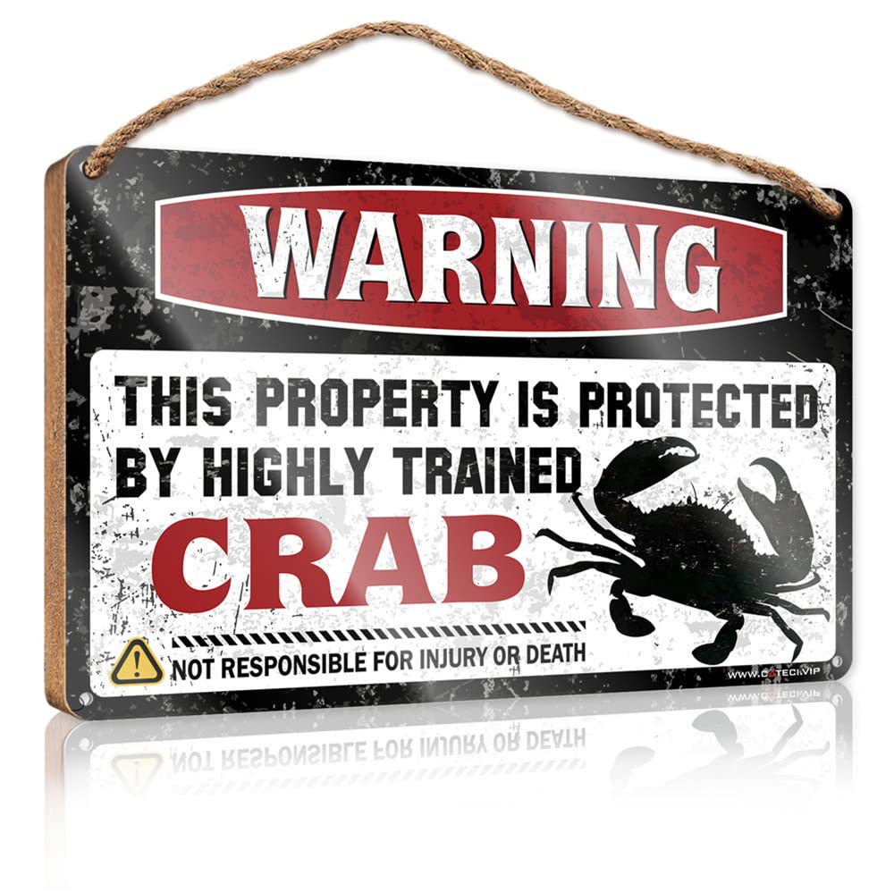 Dtha One Color Vintage Bathroom Sign Warning This Property Is Protected By A Highly Trained Crab Wooden Sign Farmhouse Signs Box Signs
