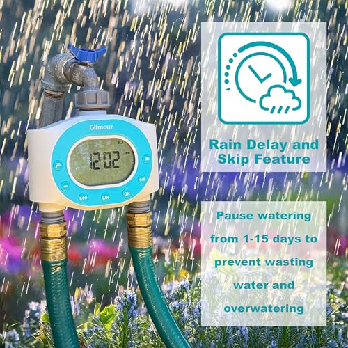 Minuteur d'eau programmable Gilmour avec écran LCD et retard de pluie