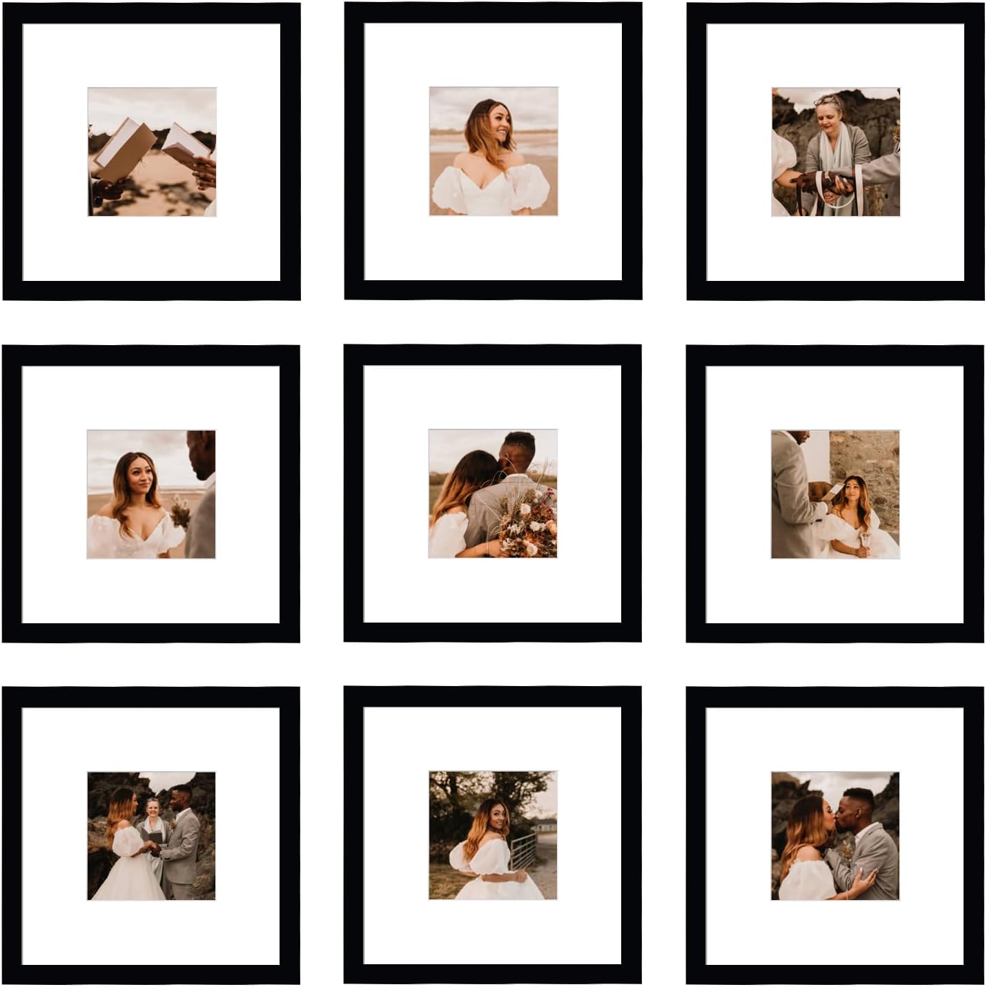 BSRHOME 8x8 Picture Frame Set of 9, Display Pictures 4x4