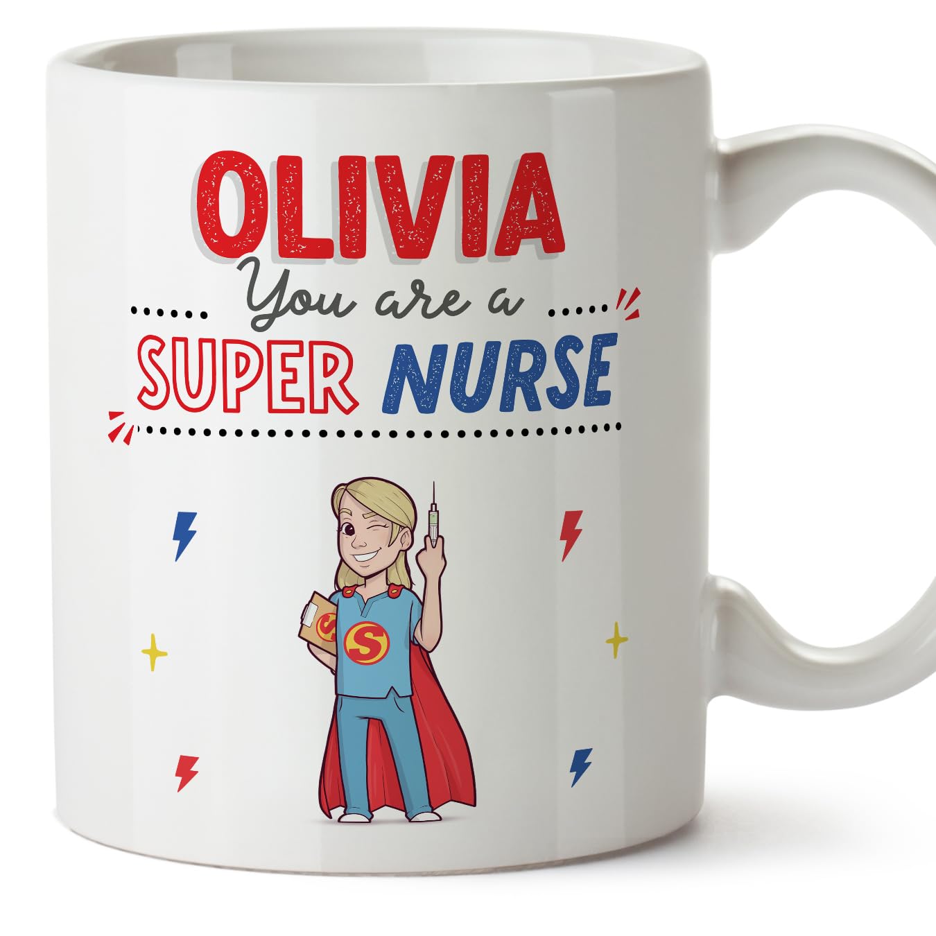 MUGFFINS Personalised Mug for Nurse Woman - in English - You are Super! - Funny Custom Gift for Colleagues - Ceramic 11oz Mug