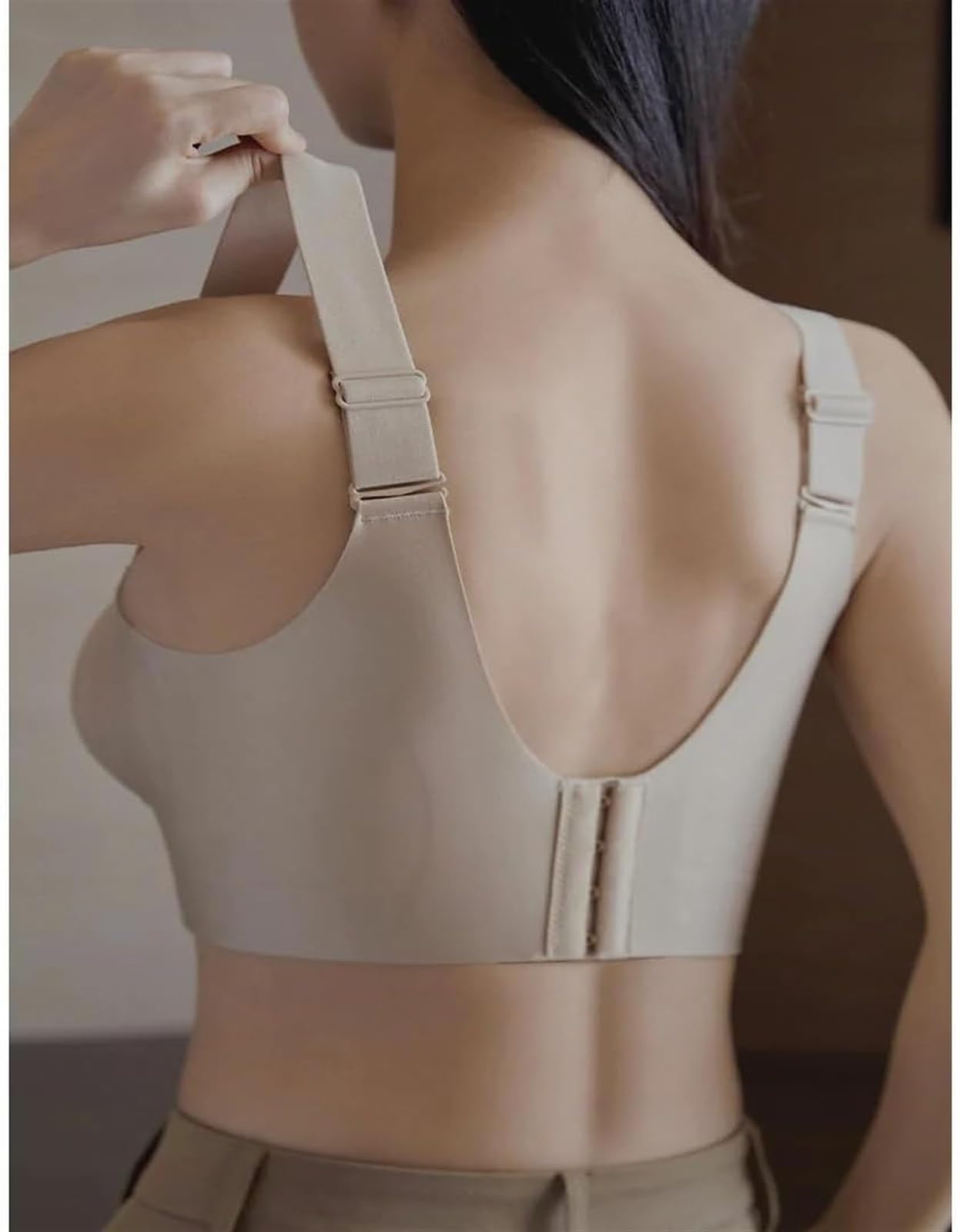 Reggiseno Quotidiano per Donna Taglie Forti Senza Ferretto, Copertura Completa, Reggiseno Sportivo Liscio, Bra Push-up Senza Cuciture, Intimo S-5XL(Beige,M(36/80BCDE))