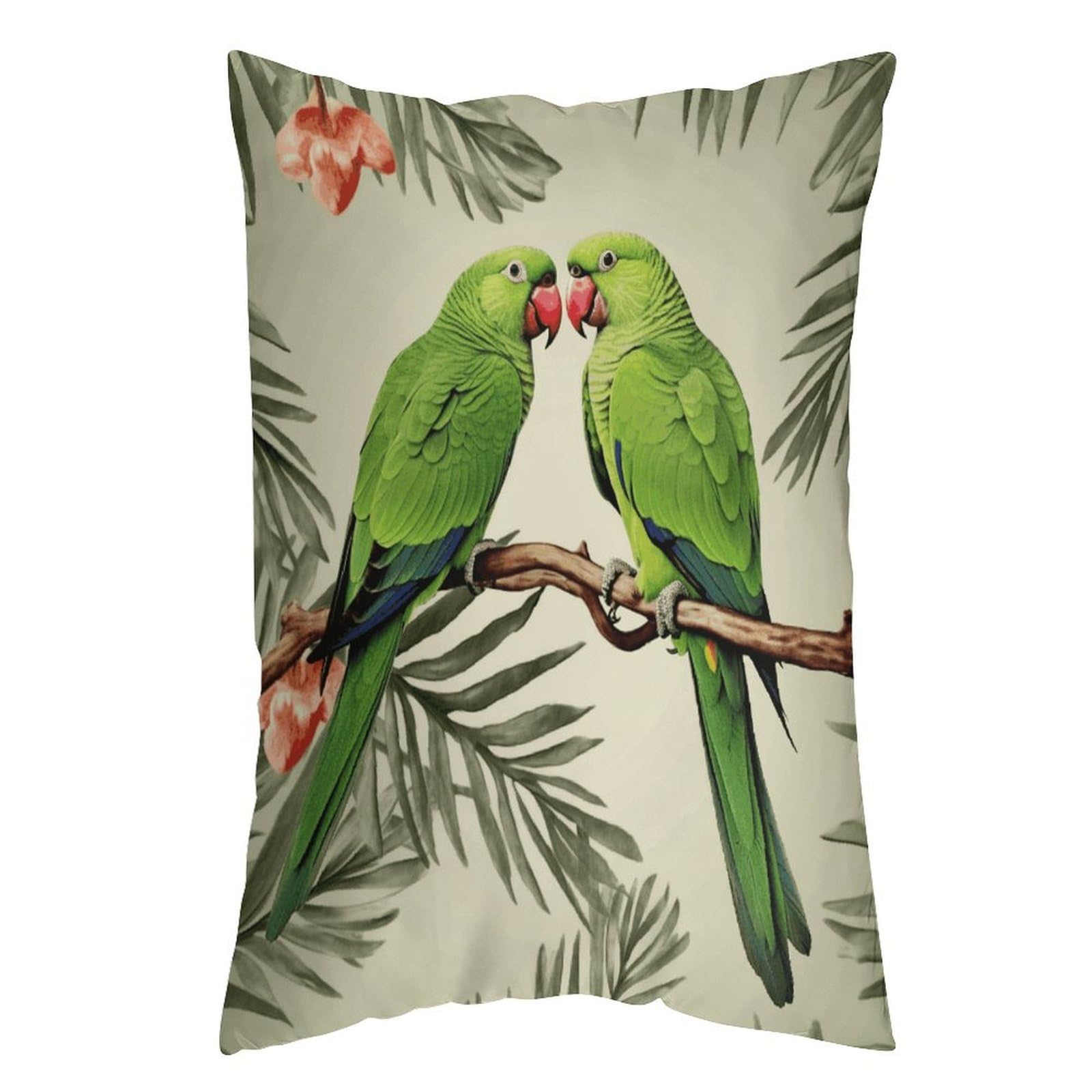FekiLoot Couple Parrots Olive Throw Pillow Cover Soft Pillowcase with Hidden Zipper Lumbar Decorative Throw Pillow Covers Luxury Cozy Pillows Shams Rectangle Cushion Cases