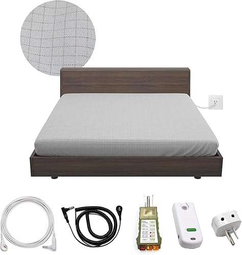 Miniatura 3 de 95% Organic Cotton + 5% Silver Fiber Grounding Sheet King Size 78"x80"x15" Includes Grounding Cord, Sleep Mask & Silver Test Pen -Conductive